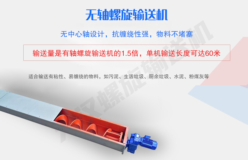 無中心軸設計，抗纏繞性強，物料不堵塞
